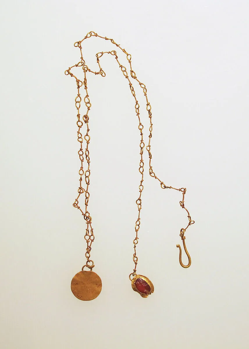 Necklace with disc and sard — Unknown