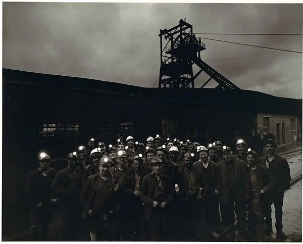 Welsh Coal Miners in Front of Mill — Bruce Davidson