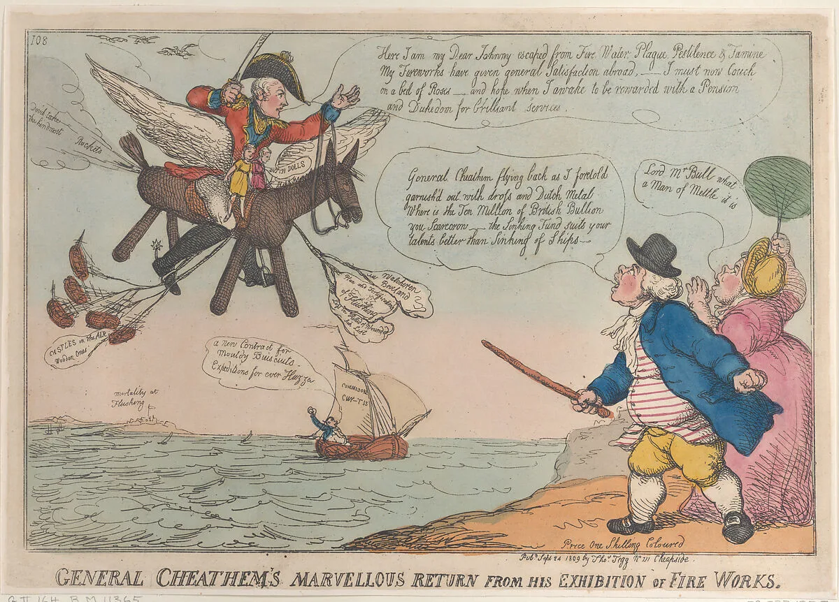General Cheathem's Marvellous Return from His Exhibition of Fire Works — Thomas Tegg|Thomas Rowlandson