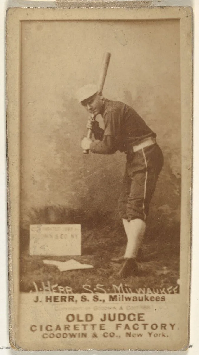 Joseph Herr, Shortstop, Milwaukee, from the Old Judge series (N172) for Old Judge Cigarettes — Goodwin & Company