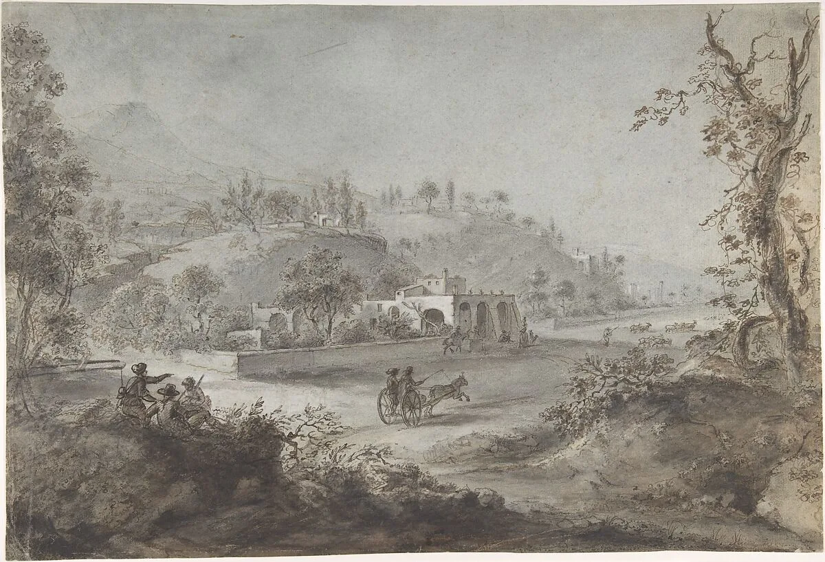 Landscape Prospect with a Buggy and a Herd of Goats — Giuseppe Zocchi