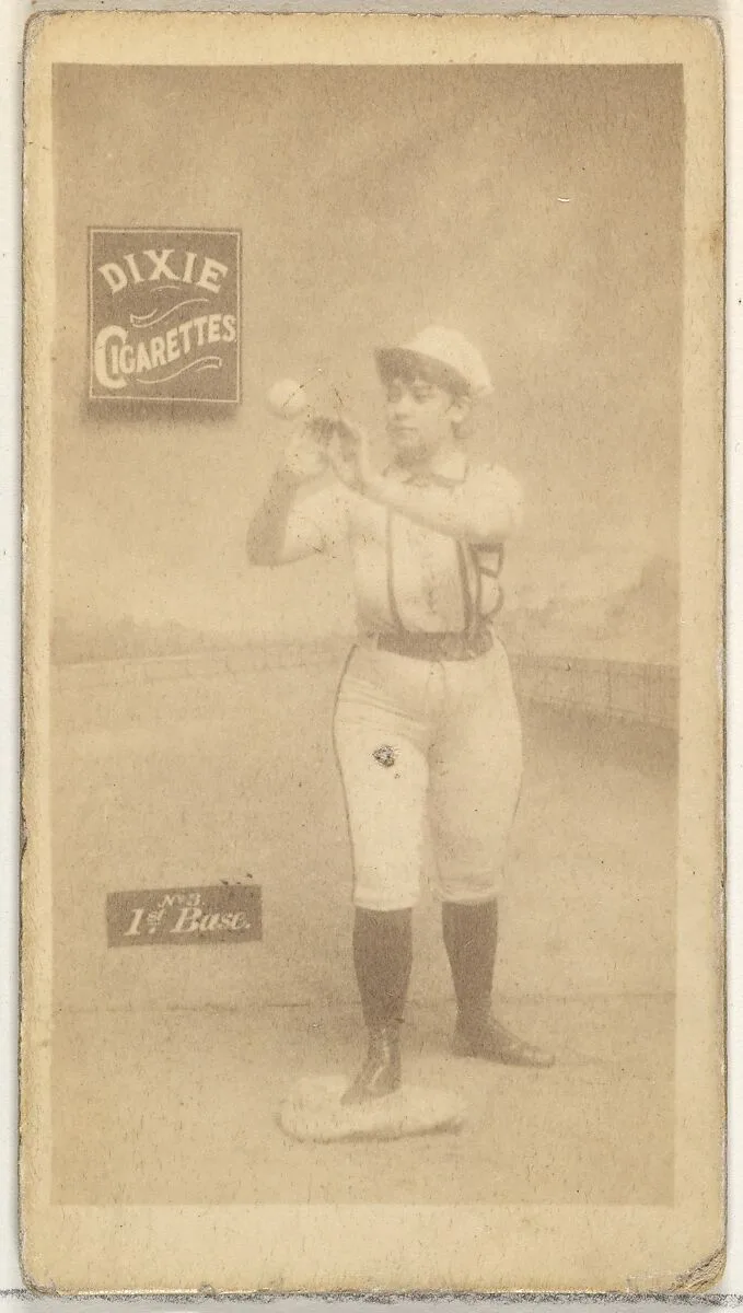 1st Base, from the Girl Baseball Players series (N48, Type 2) for Dixie Cigarettes — Allen & Ginter