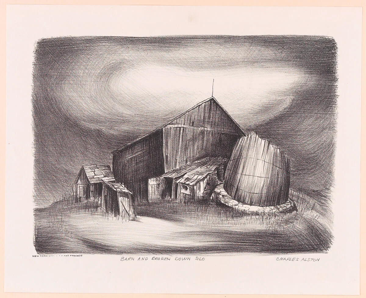 Barn and Broken Down Silo — Charles Henry Alston|WPA