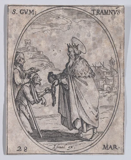 S. Gontran (St. Guntram), March 28th, from "Les Images De Tous Les Saincts et Saintes de L'Année" (Images of All of the Saints and Religious Events of the Year)