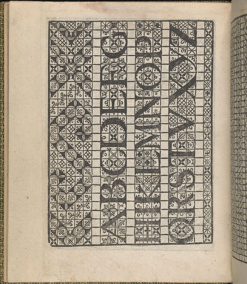 Giardineto novo di punti tagliati et gropposi per exercitio & ornamento delle donne (Venice 1554), page 20 (verso) — Lloyd, Wallis & Lloyd|Matteo Pagano