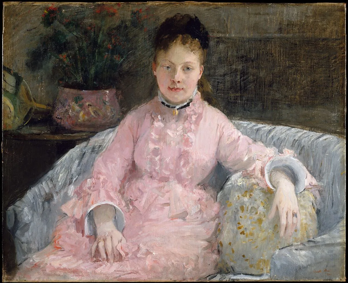 The Pink Dress (Albertie-Marguerite Carré, later Madame Ferdinand-Henri Himmes, 1854–1935) — Berthe Morisot