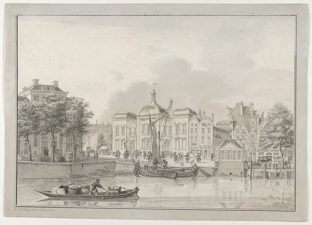 The Old Stock Exchange (Koopmansbeurs), Rotterdam, seen from the East, with the Kolk and the Beursplein in the Foreground — Jan de Beijer