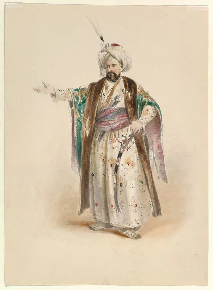Costume Study for Bassa Selim in the "Abduction from the Seraglio" by W.A. Mozart — Johann Georg Christoph Fries|Angelo Quaglio