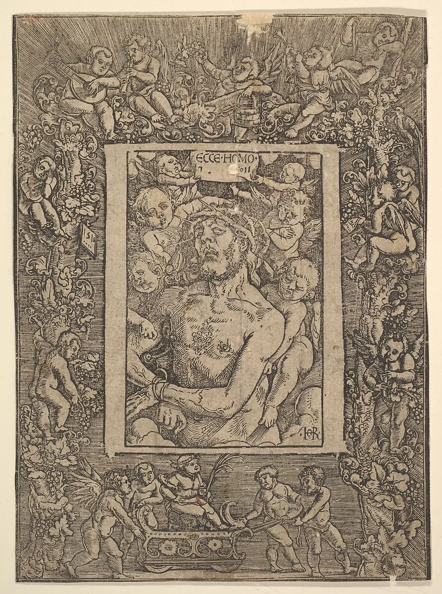 Ecce Homo with Ornamental Border showing the Triumph of Bacchus — Hans Baldung (called Hans Baldung Grien)