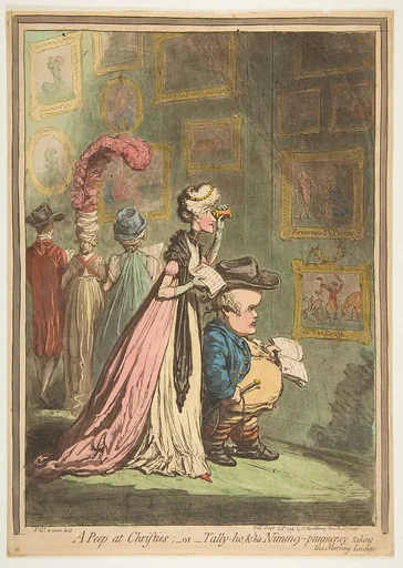 A Peep at Christies;–or–Tally-ho & his Nimeny-pimeney taking the Morning Lounge