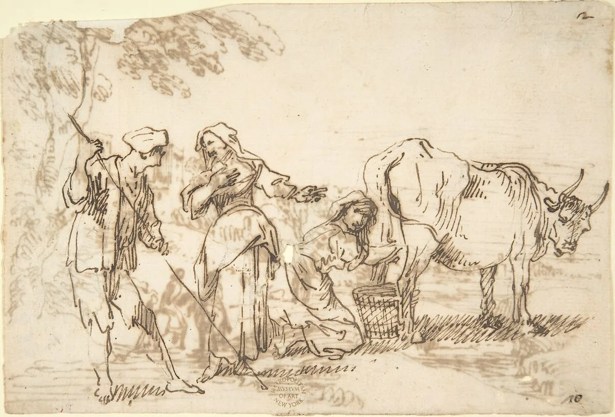 Rustic Scene (recto); Landscape (verso) — Anonymous, Italian, 17th century