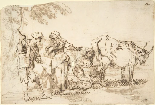 Rustic Scene (recto); Landscape (verso)