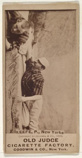 Keefe and Richardson Stealing 2nd Base, New York, from the Old Judge series (N172) for Old Judge Cigarettes
