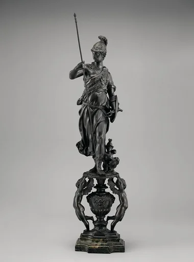 Andiron with figure of Minerva (allegory of War) (one of a pair)