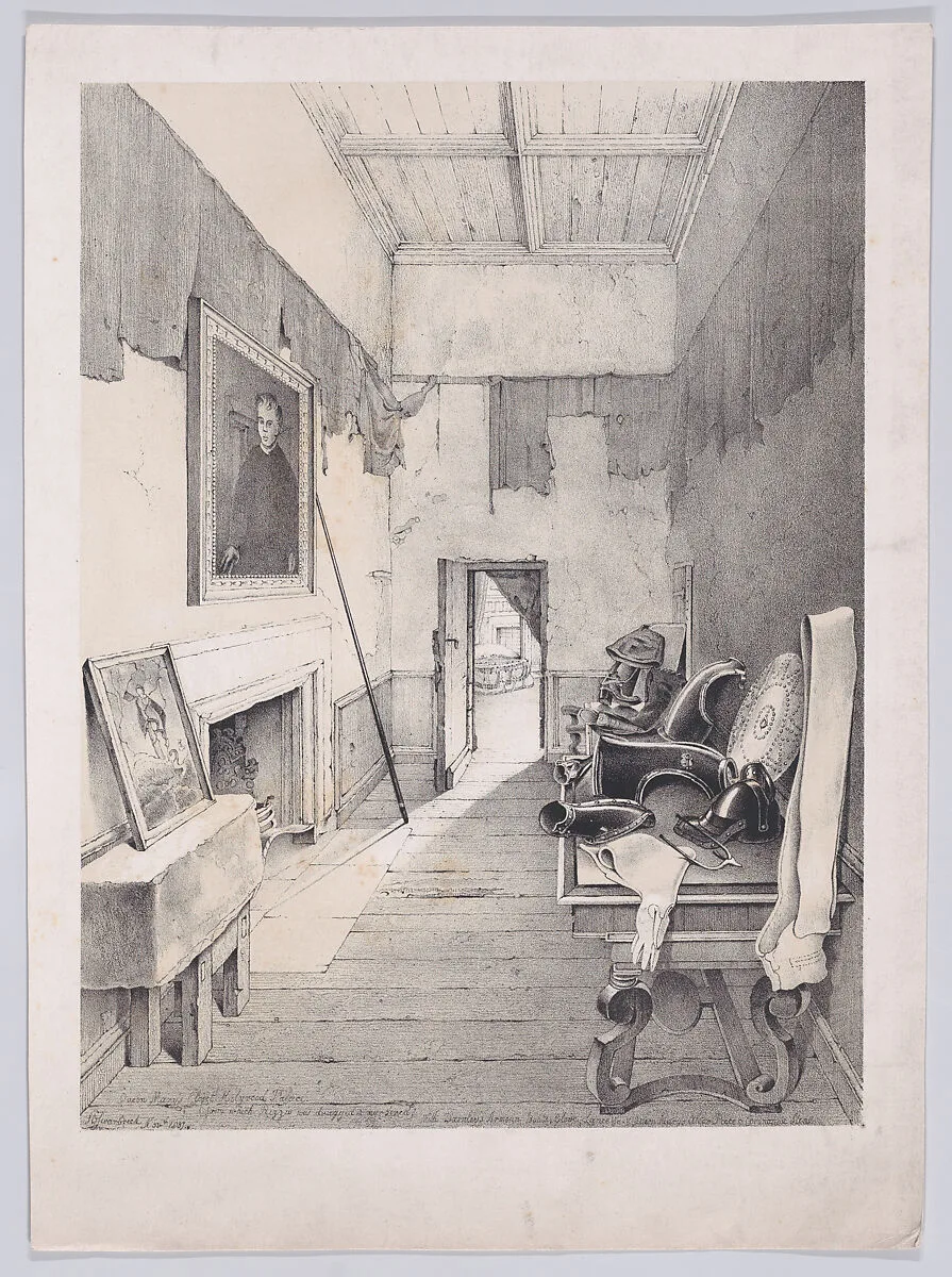 Closet of Mary, Queen of Scots, Holyrood Palace, from which Rizzio was dragged and murdered — Mary, Queen of Scots|Samuel Dukinfield Swarbreck