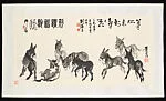 近代 黃胄 群驢圖 橫軸|Donkeys — Huang Zhou