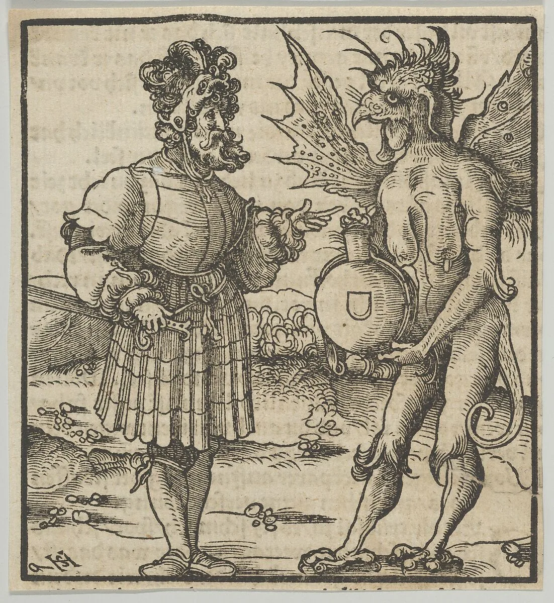 The Devil Offering Poison to a Knight, from Hymmelwagen auff dem, wer wol lebt... — Hans Schäufelein|Hans von Leonrodt|Silvan Otmar