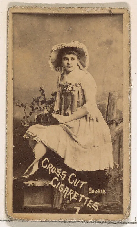 Card Number 7, Duprie, from the Actors and Actresses series (N145-1) issued by Duke Sons & Co. to promote Cross Cut Cigarettes — W. Duke, Sons & Co.