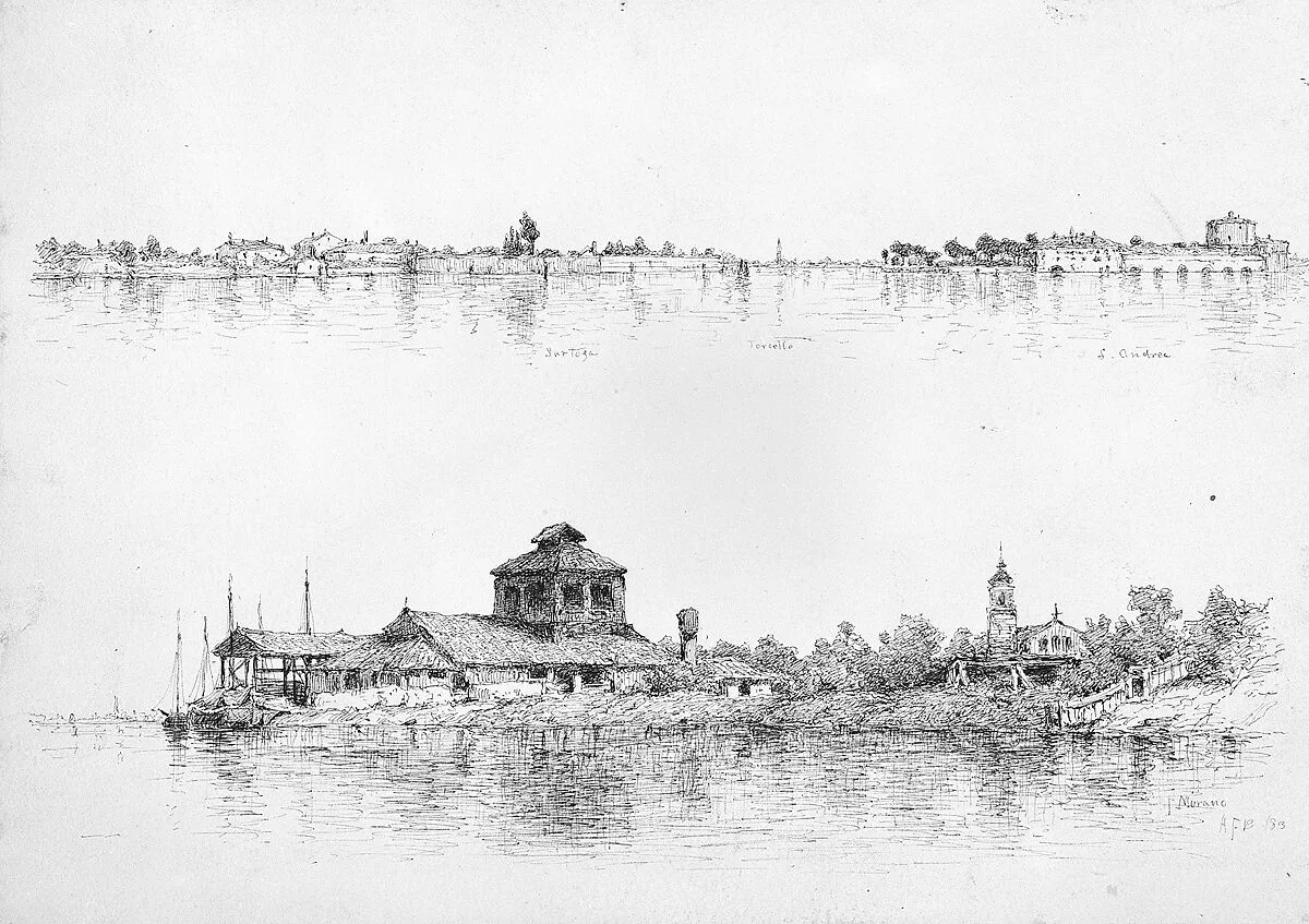 Two Sketches of Venice: Sartoza, Torcello and S. Andrea; Murano — Andrew Fisher Bunner