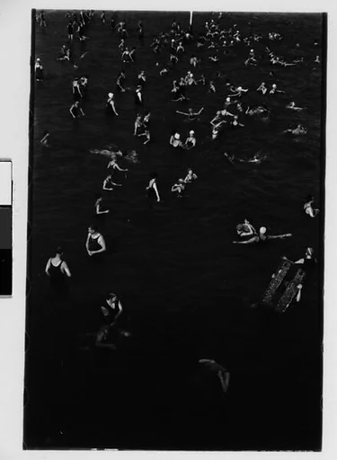 [Two 35mm Film Frames: Bathers in Ocean, From Elevated Position, Coney Island, New York]