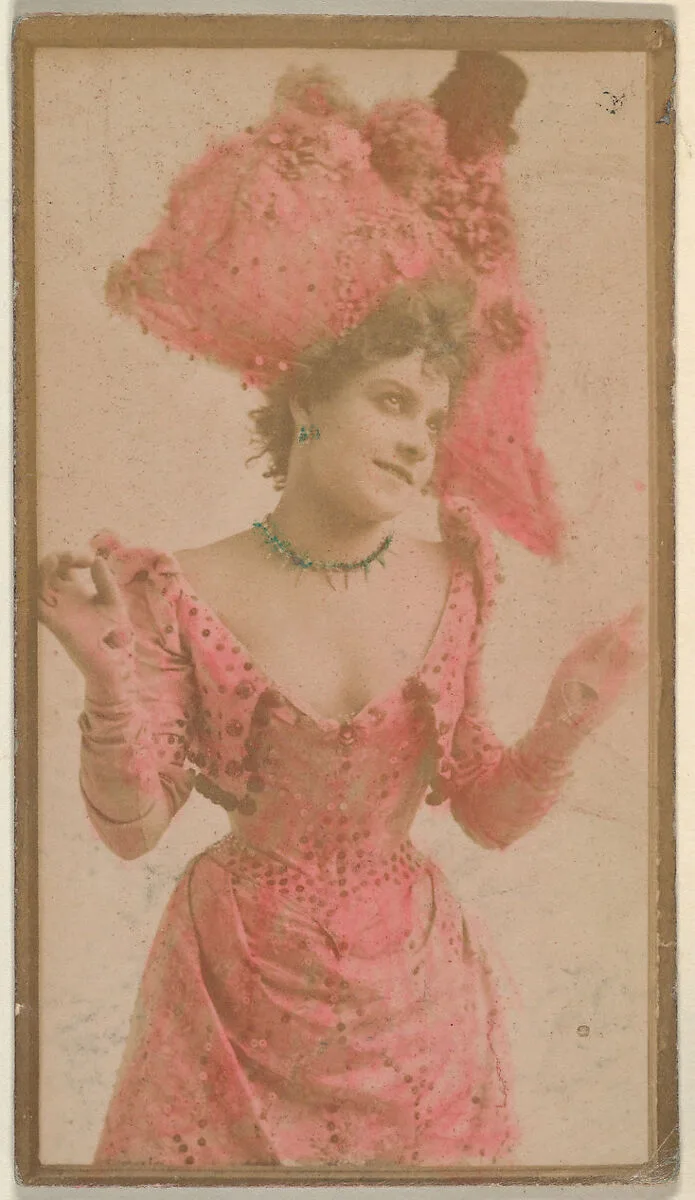 Actress wearing elaborate plumed hat, from the Actresses series (N668) — Unknown