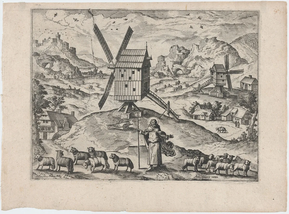 Landscape with Windmills and Christ as Good Shepherd — Aux Quatre Vents|Lucas Gassel