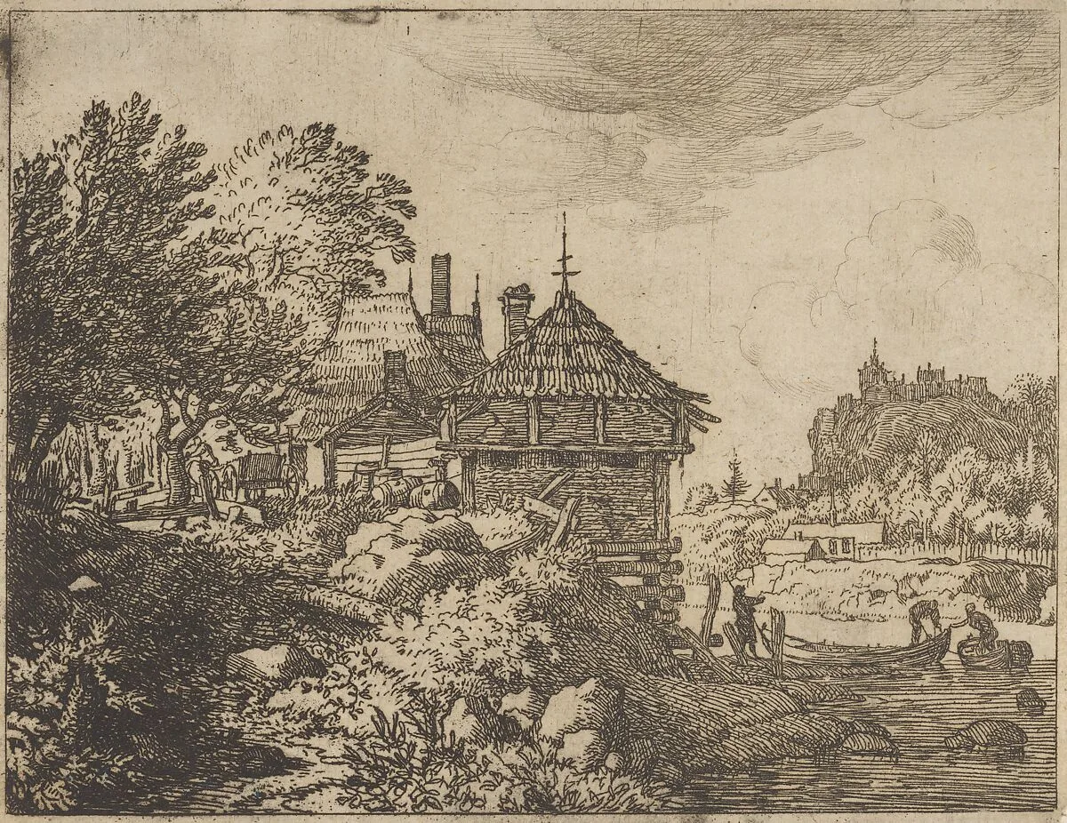 The Two Boats Approach a Hut — Allart van Everdingen