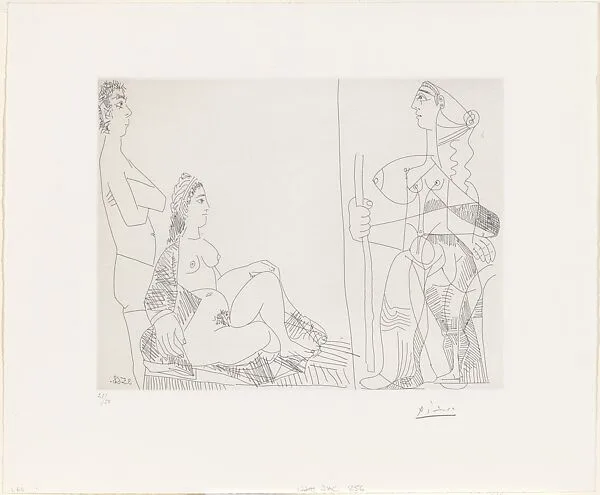 A Couple and Traveler, from 347 Suite — Aldo and Piero Crommelynck|Pablo Picasso|Galerie Louise Leiris