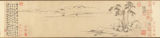 元 趙孟頫 雙松平遠圖 卷|Twin Pines, Level Distance
