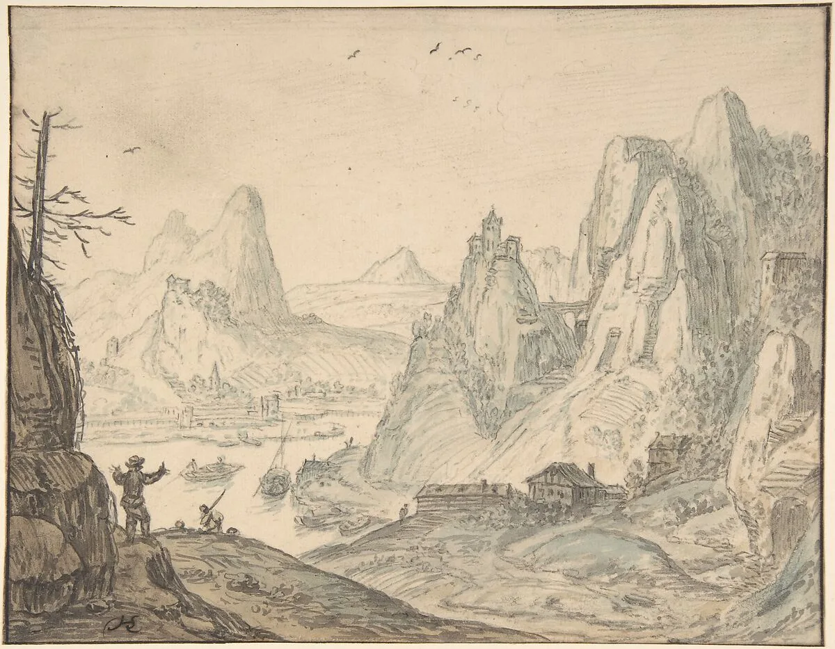 River Landscape with Mountains — Herman Saftleven II