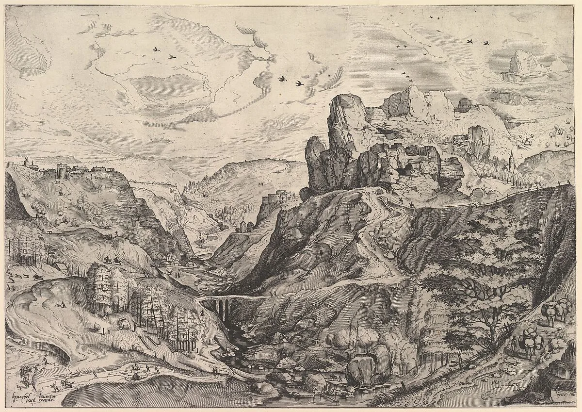 Alpine Landscape with a Deep Valley from The Large Landscapes — Pieter Bruegel the Elder|Johannes van Doetecum I|Lucas van Doetecum|Hieronymus Cock
