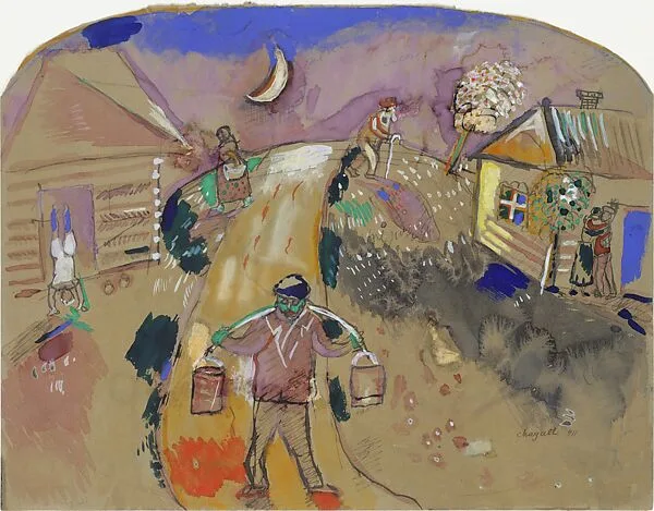 Water Carrier by Moonlight — Marc Chagall