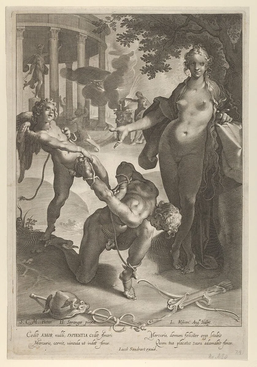 Venus and Cupid Bind Mercury — Lucas Kilian|Bartholomeus Spranger|Jacob von Sandrart