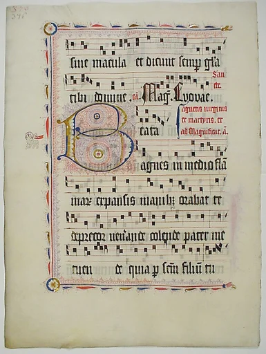 Manuscript Leaf with Initial B, from an Antiphonary