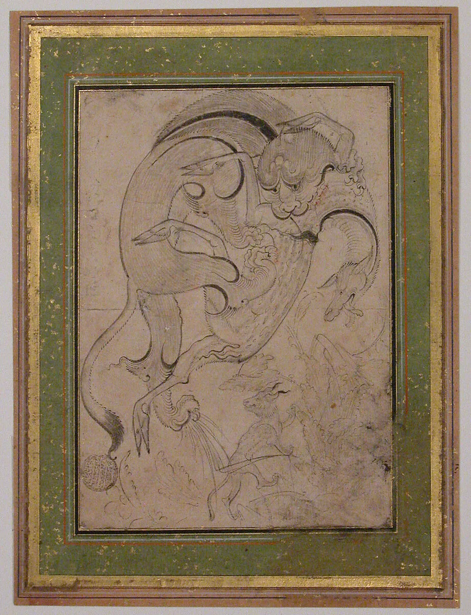 Lion Attacking an Antelope — Unknown