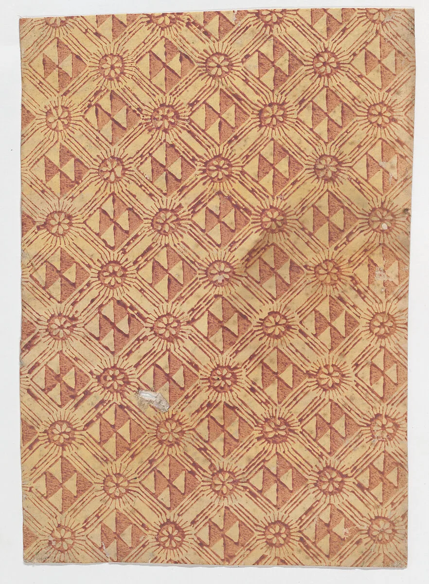 Sheet with overall pattern of triangles and rosettes — Anonymous