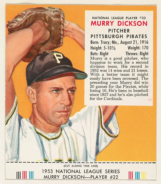 Murry Dickson, from the Red Man All-Star Team series (T233), issued by Red Man Chewing Tobacco — Red Man Chewing Tobacco