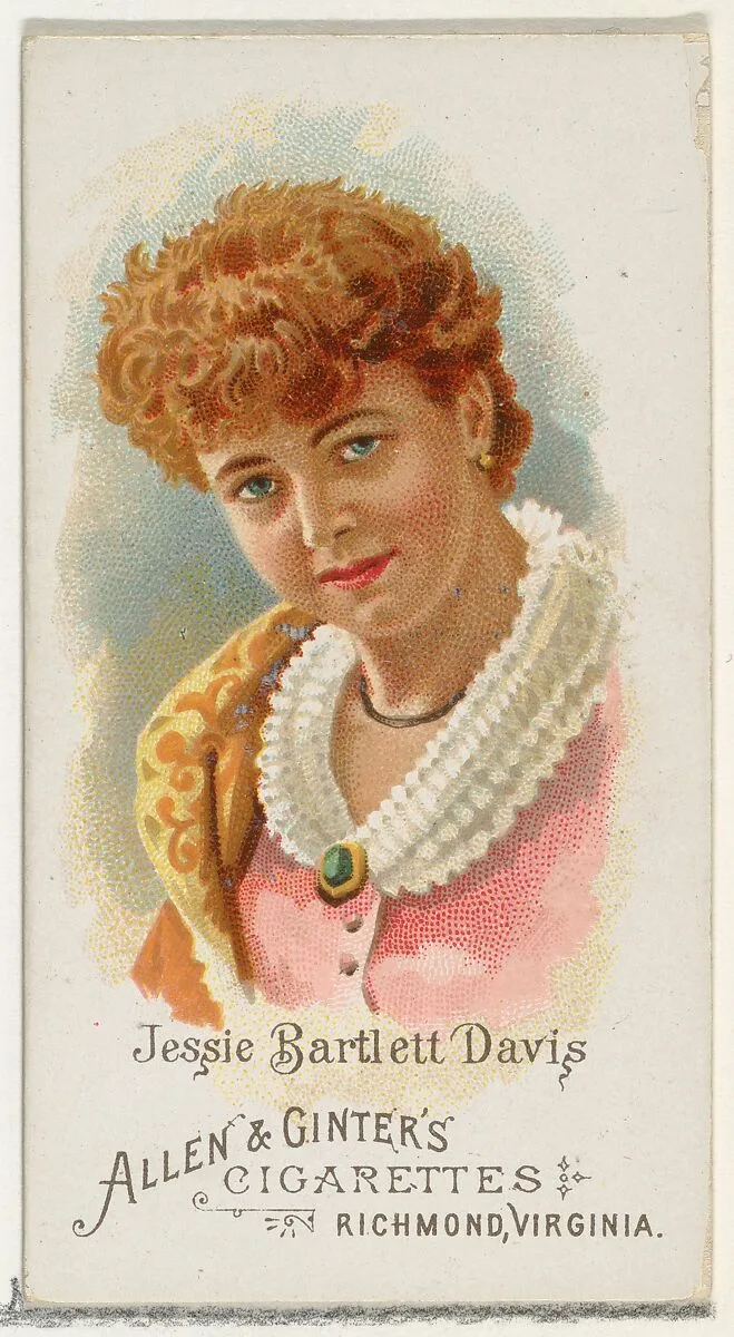 Jessie Bartlett Davis, from World's Beauties, Series 1 (N26) for Allen & Ginter Cigarettes — Allen & Ginter