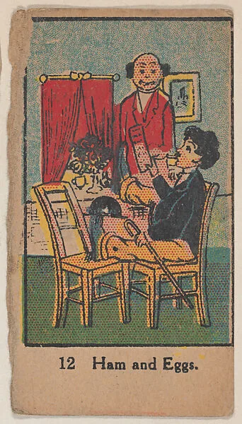 "Ham and Eggs" trade card from the Charlie Chaplin Movie Drawings series (W539) — Unknown
