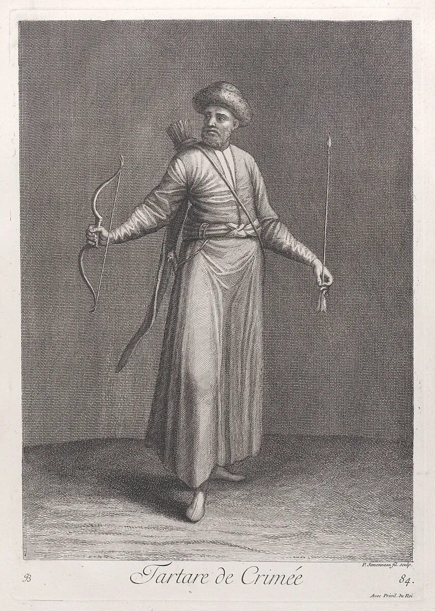 Tartare de Crimée, plate 84 from "Recueil de cent estampes représentent differentes nations du Levant" — Jean Baptiste Vanmour|Jacques le Hay|Philippe Simonneau