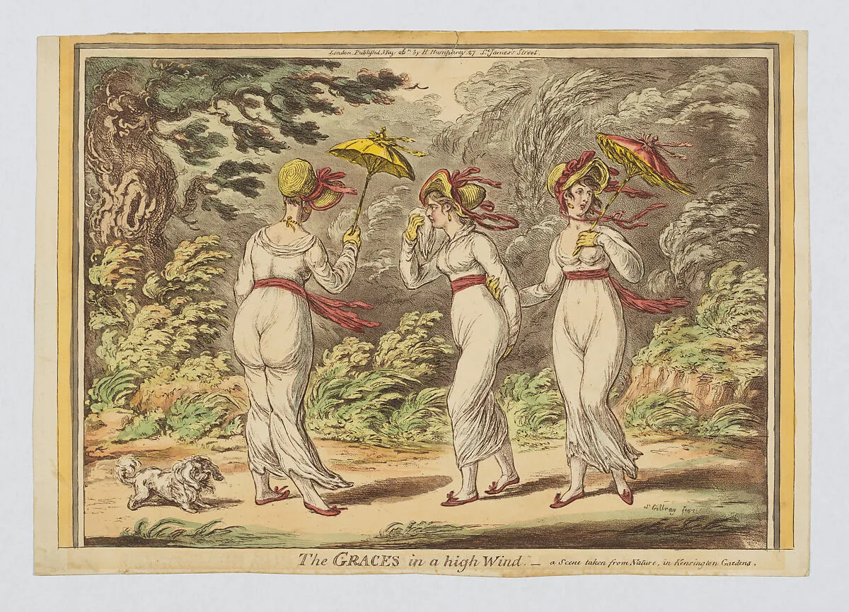 The Graces in a High Wind – a Scene taken from Nature in Kensington Gardens — Hannah Humphrey|James Gillray
