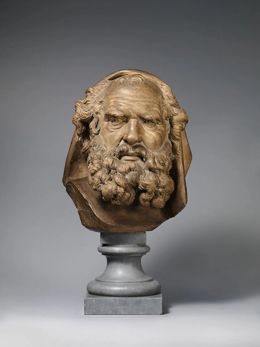 Head of a Bearded Elder — Augustin Pajou