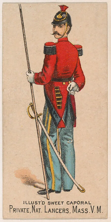 Private, National Lancers, Massachusetts, V.M., from the Military Series (N224) issued by Kinney Tobacco Company to promote Sweet Caporal Cigarettes — Kinney Brothers Tobacco Company