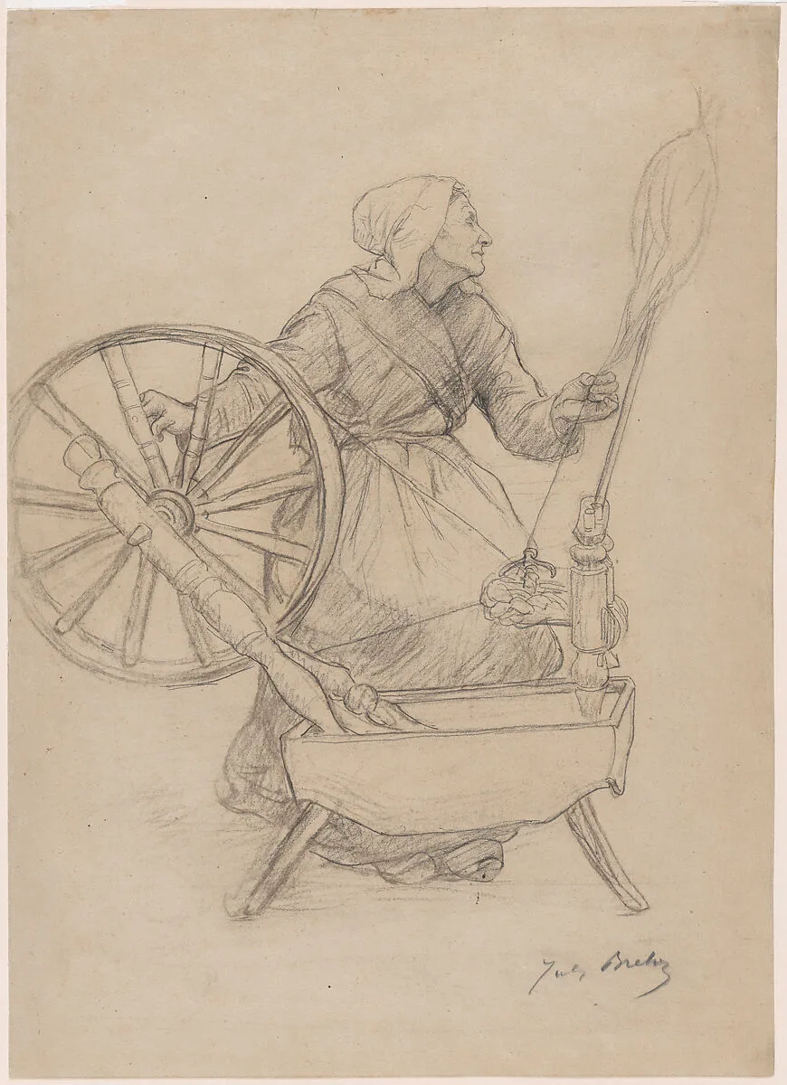 Woman at the Spinning Wheel — Jules Breton