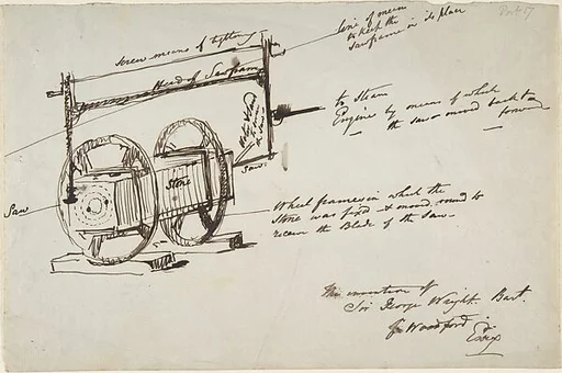 Sketch of a stone drill and saw