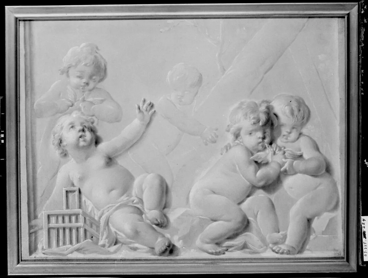 Putti with Birds — Piat Joseph Sauvage
