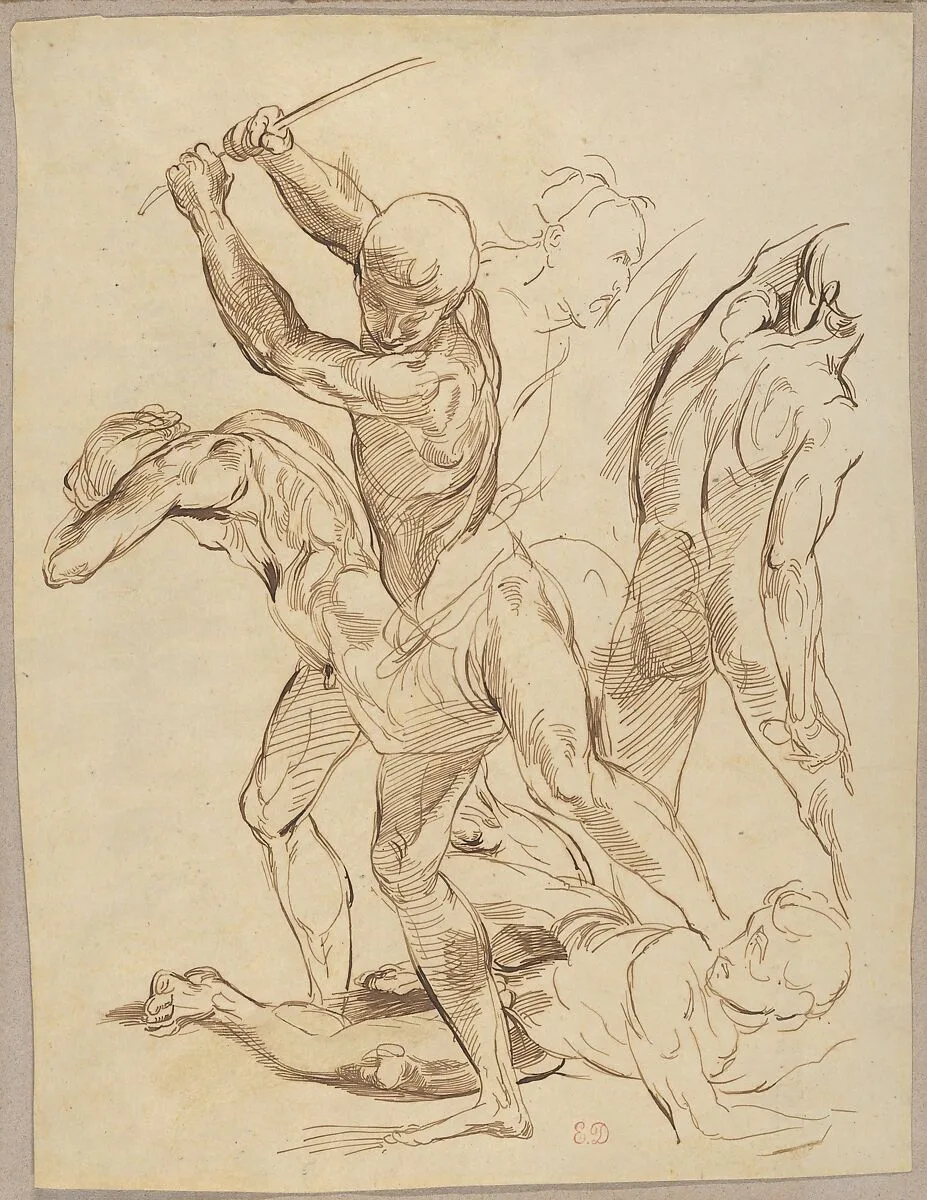 Combat of Nude Men, after Raphael — Eugène Delacroix|Raphael (Raffaello Sanzio or Santi)