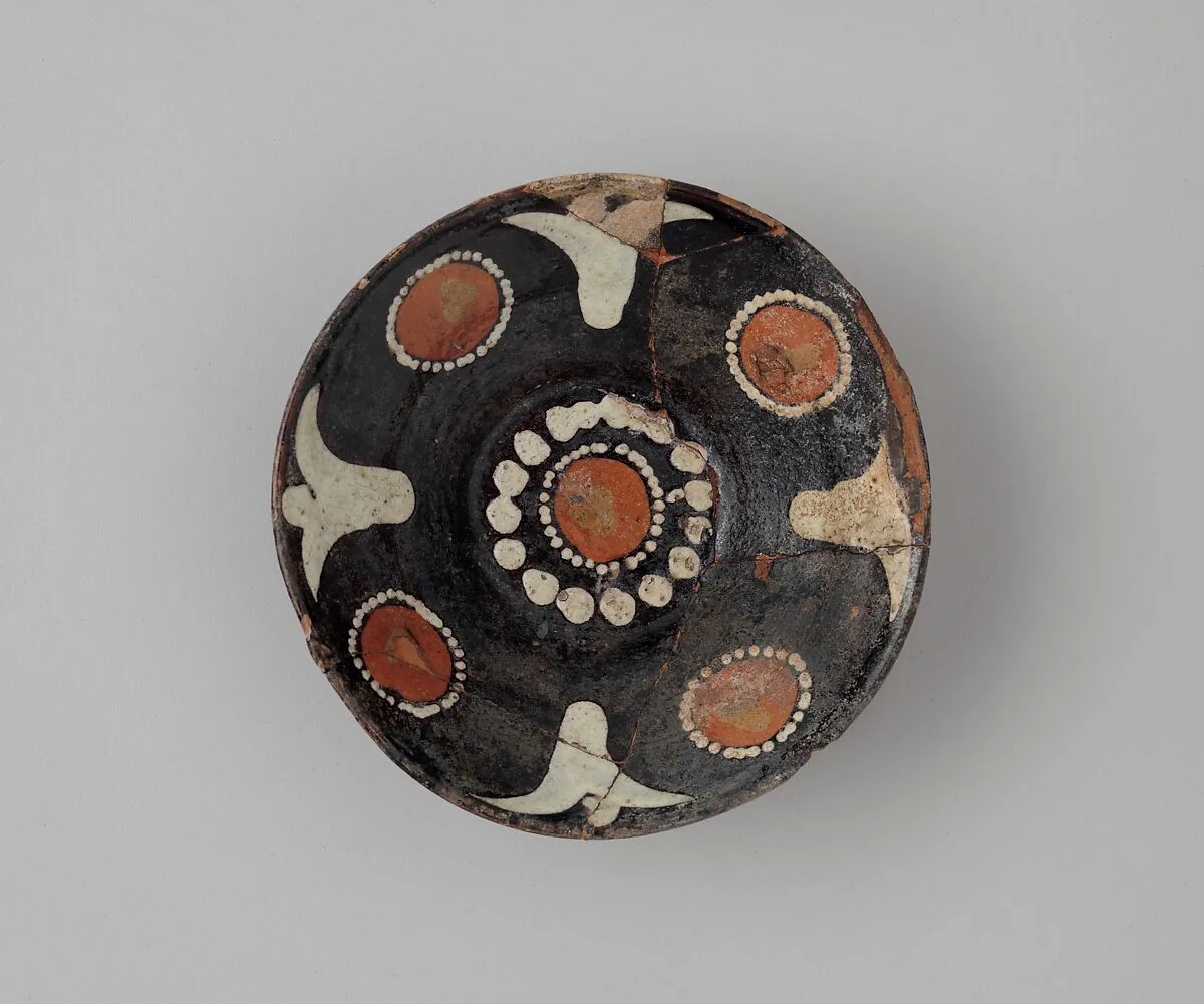 Bowl with Polychrome Decoration on a Black Slip Ground — Unknown
