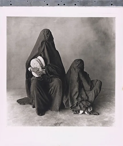 Two Women in Black with Bread, Morocco