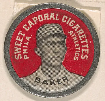 Baker, Philadelphia Athletics (red), from the Domino Discs series (PX7), issued by Kinney Brothers — Kinney Brothers Tobacco Company